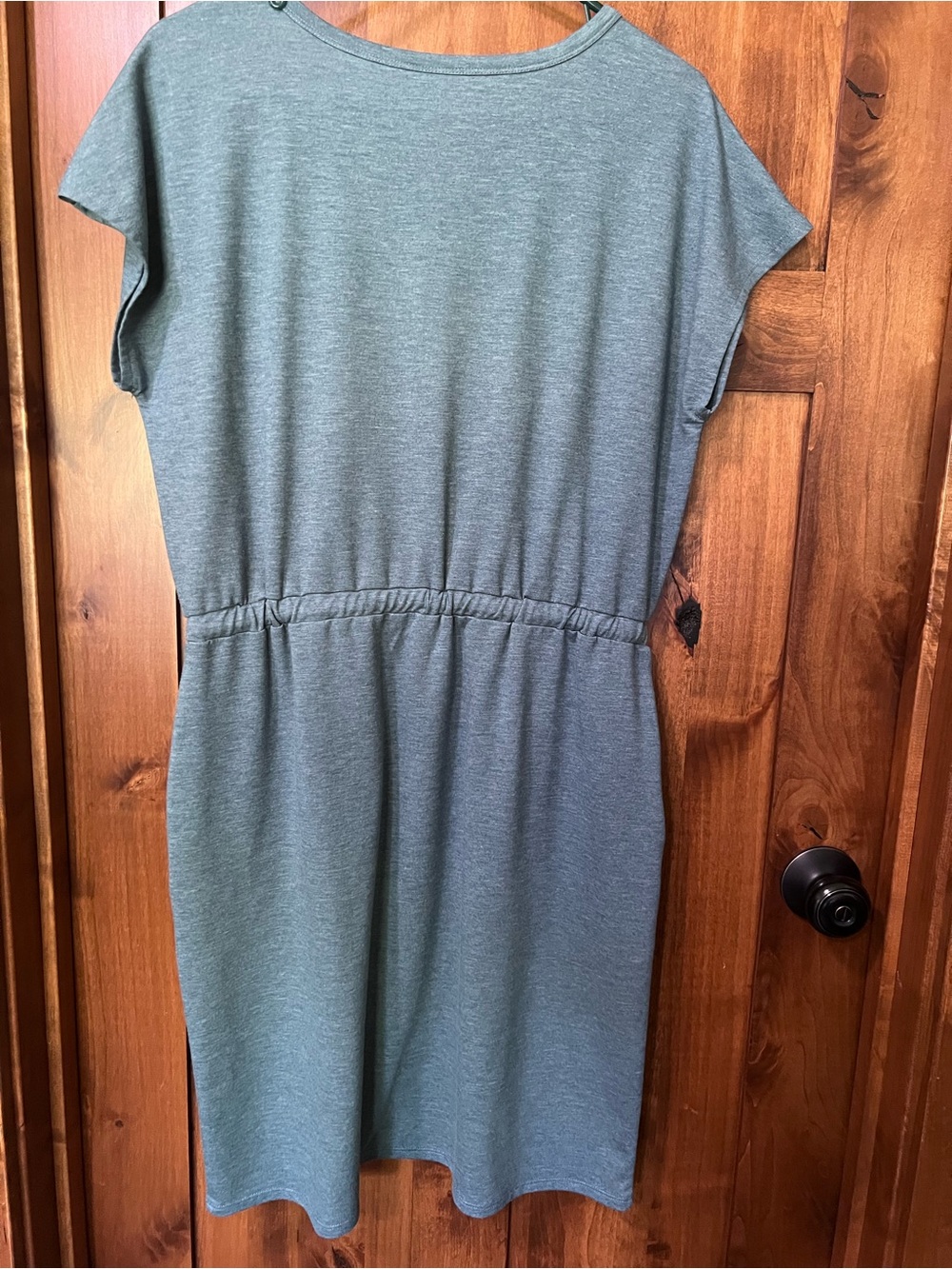 32 Degrees Steel Blue V-Neck Drawstring Midi Dress - Picture 2 of 9